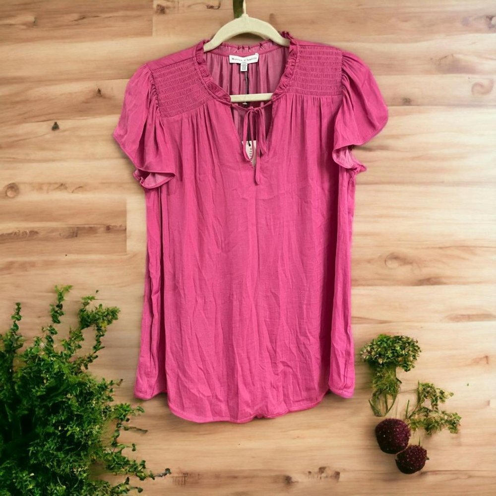 NWT Maison d’Amélie Hot Pink Top Size Medium